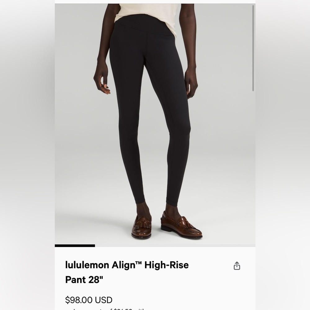 Lululemon 28” black align leggings.